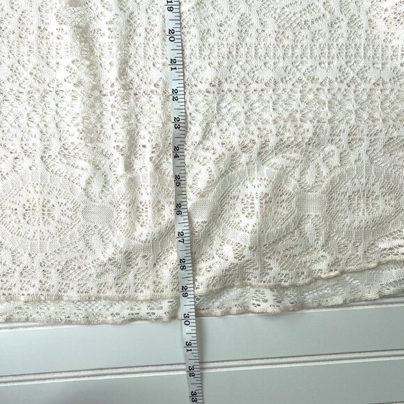 Western White Poncho OSFM Cover Up Lace Crochet Tassel Sheer Pullover Kimono‎ - Picture 6 of 8